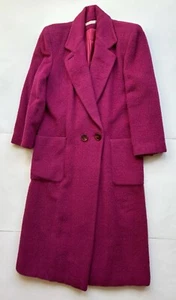 Vintage Perry Ellis Portfolio Wool Blend Fuchsia Pink Coat Size 4 - Picture 1 of 13