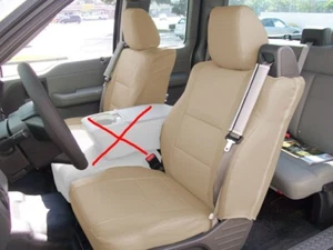 for FORD F-150 BEIGE CUSTOM FIT 2 FRONT SEAT COVERS PAIR BUILT IN SEATBELT - Picture 1 of 7