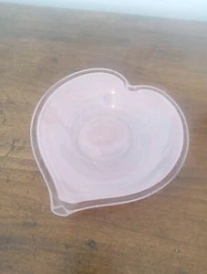 Centro de mesa Lavorazione Murano Italia corazón rosa remolino cuenco de vidrio plato de caramelo  - Imagen 1 de 8