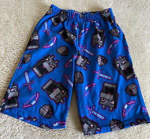 Minecraft Boys Blue Black Purple Sword Arrow Pajama Shorts 6-7