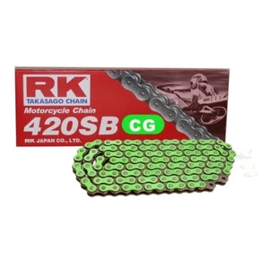 Motorrad Kette GRÜN RK CG420SB mit 126 Rollen und Clipschloss offen - Picture 1 of 1