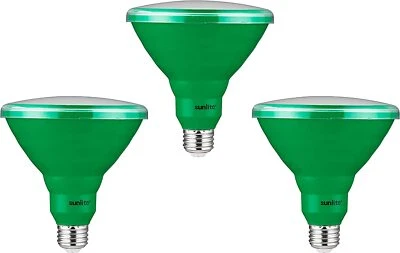 Sunlite LED PAR38 Colored Recessed Light Bulb 15W (75W Equal) Green, 3-Pack - Image 1 of 2