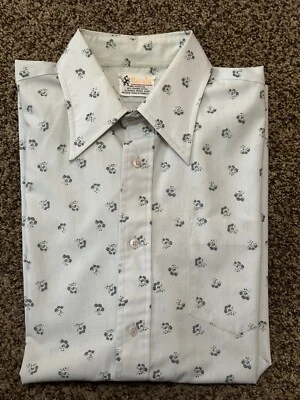 Camisa de Prensa Duradera Vintage Solapa Grande Flor Disco Años 70’s Herald Talla L Foto 1 de 4