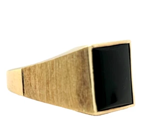 PSCO Men's Onyx Signet Ring in 14k Yellow Gold - Picture 1 of 12