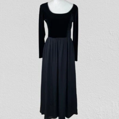 Vintage Laura Ashley Silk/Velvet Black Formal Maxi Dress Size 10 Worn Once - Image 1 of 4