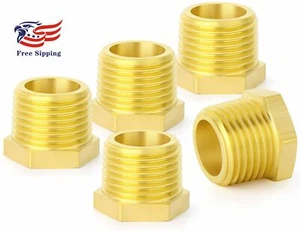 3/8" NPT Male x 1/4" NPT Female Reducers Hex Bushing Pipe Fitting Adapter 5PCS - Picture 1 of 3