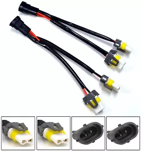 Conversion Wire H11 to 9005 9006 Two Harness Headlight Low Bulb Connector Socket - Picture 1 of 7