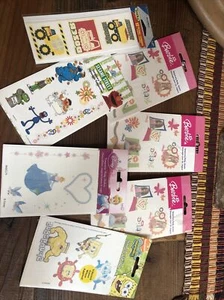 Vintage Lot 7 Pkgs Barbie/SpongeBob/Sesame St/Tonya Disney Temp Tattoos ‘04/‘06 - Picture 1 of 3