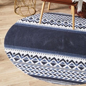 Jasmin Geometrical Design Blue Modern Floor Round Rug - 3 Sizes *FREE DELIVERY** - Picture 1 of 24