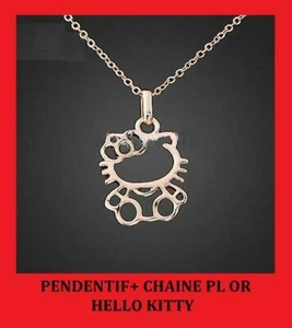 PENDENTIF HELLO KITTY CHAT PLAQUE OR ROSE CHAINE BIJOUX FEMME FILLE ENFANT 18K - Imagen 1 de 1