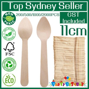 100-2000x Recycle Disposable Wooden Tea Spoon Cutlery Eco friendly Compostable P - Picture 1 of 8