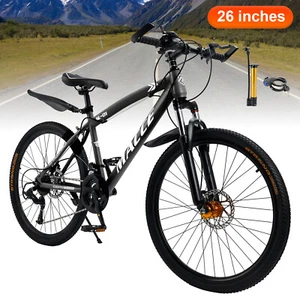 26" Black 27 speed double disc brake Suspension Fork mountain bike MTB adult - Picture 1 of 16