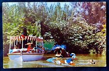 DISNEYLAND Postcard JUNGLE RIVER CRUISE with MICKEY MOUSE & DONALD DUCK & HIPPO