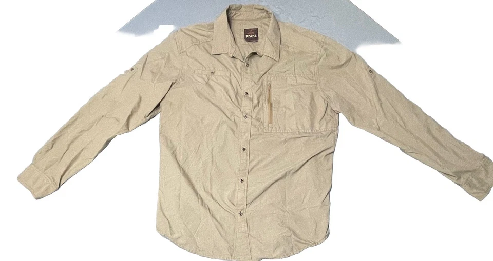 Prana Long Sleeve Men's Beige Large Button Up Shirt Breathe - Image 1 of 4