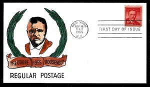 1039 6c Stamp (1955) THEODORE ROOSEVELT FDC HD/HP BY DOCTOR ROSS M. KNOBLE - Picture 1 of 1