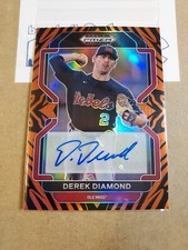 2022 Prizm Draft Picks Derek Diamond Tiger Stripe Auto #6/25 Pirates RC PDP170