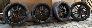 Set of 4 Black rims & tires Universal Fitment 20" inch Used in good condition . - Picture 1 of 15