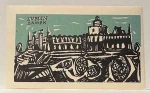 LUBLIN ZAMEK POLEN GEPÄCKETIKETT ~ KÜNSTLERDRUCK GROSSER SCHLOSS - Bild 1 von 2