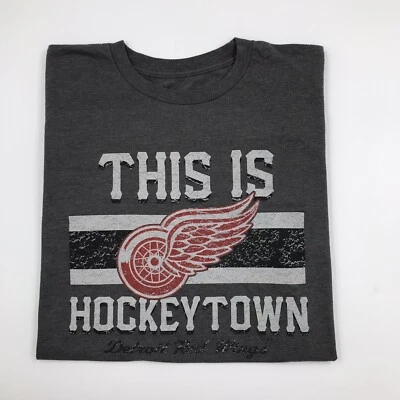 NHL Detroit Red Wings This is Hockeytown Gray T-Shirt Men's Size L Retro Logo - Image 1 of 4