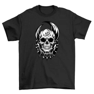 Gothic_14 Skull Horns T-Shirt: Spookily Stylish & Darkly Hilarious Design for Go - Picture 1 of 46