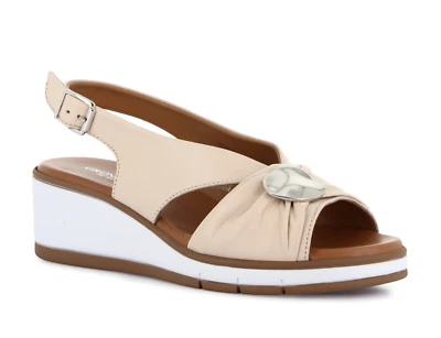 Sandali Grunland FLOK SA1899 pelle beige zeppa 6 cm Made in Italy - Immagine 1 di 4