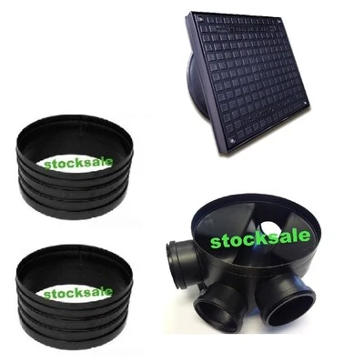 POLYDRAIN 320 mm Schacht Inspektionskammer Schacht - Boden, 2 Steigrohre, quadratische Abdeckung & Rahmen