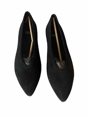Zapatos planos Eileen Fisher Posy para mujer 7,5 gamuza punta negra nuevos sin caja $225 Foto 1 de 4