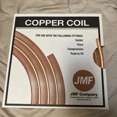5X JMF Company 6363206799806 Copper Coil Tubing Type L 15 Length 1/2 OD 3/8 ID - Image 1 of 4