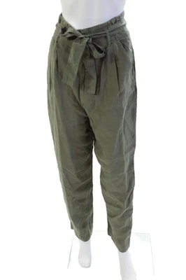 Calça Joie Feminina de Linho Plissada Cintura Alta Cônica Verde Tamanho 4 - Imagem 1 de 4