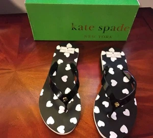KATE SPADE Size 8 Women's Shoes Sandal MILLI Wedge Black White Shiny Rubber NIB - Picture 1 of 5