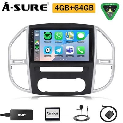 DAB+ Android 15 Autoradio Carplay DSP Navi Für Mercedes Benz Vito W447 2014-2023 - Bild 1 von 4