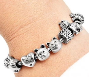 Pandora Sterling Silver Animal Pet Heart Charm Bracelet 40.5 Gr - Picture 1 of 5