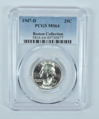 1947-D Washington Quarter Boston Collection MS64 PCGS Blue Label - Image 1 of 4
