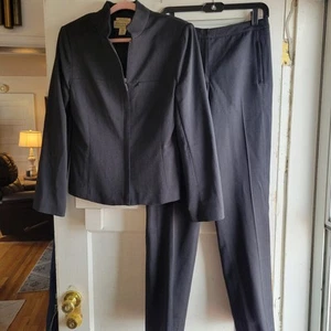 Jones New York Country Stretch Black Wool Blend Zip Front Pant Suit Size 12 - Picture 1 of 8