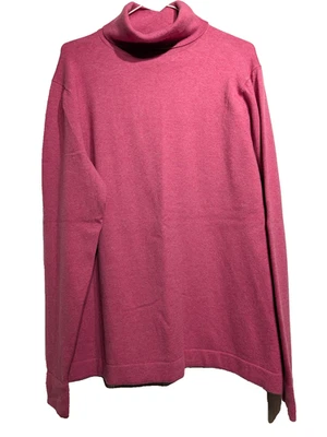 Suéter Eddie Bauer Mujer Alto XL Rosa Cuello Alto Tejido Algodón Mezcla Cachemira Foto 1 de 4