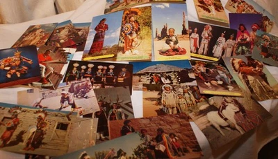 28 REAL PHOTO Postcards  Southwestern Native Americans/Dances/Sand Art/Pottery - Image 1 of 4