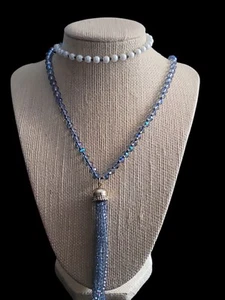 Talbots Faux Pearl Crystal & Rhinstone Tassel Necklace NWT $39.50 - Picture 1 of 6