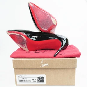 Christian Louboutin Kate 85 Patent Leather Black Pointed Toe Heels 24.5cm - Picture 1 of 20