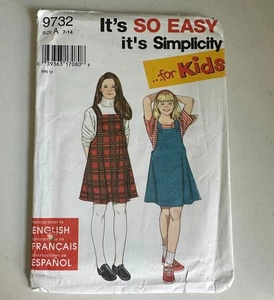 Simplicity 9732 Girls Jumper Dress Pattern Sz 7-14 UC FF - Picture 1 of 2