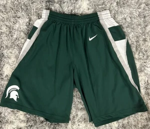 Vintage Nike Team Shorts Michigan State Logo Large Men’s Authentic; Green - Picture 1 of 10