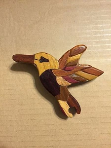 Exotic Wood Inlay Handmade HUMMINGBIRD Puzzle Piece. - Picture 1 of 12