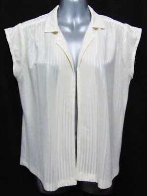 Vintage 1970s top JUSTINE by DAVIES & FIELD cream open shirt fits size 10-12 UK - Image 1 of 4