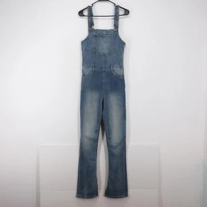 Lucky Brand Bridgette Denim Overall Womens Size 6 / 33 Flare Blue Side Zip - Picture 1 of 7