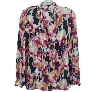 Kobi Halperin Mabel abstract Floral art career soft elegant silk blouse size S - Picture 1 of 19