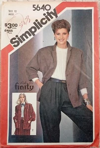 SIMPLICITY 5640 Ricki for Infinity Vtg 80s Fashion JACKET Loose UNCUT 12 Pattern - Picture 1 of 7