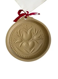 Brown Bag Cookie Art American Folk Art Stoneware Cookie Mold Tulips Design With - Picture 1 of 3