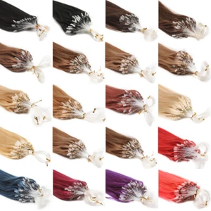 Micro Link Hair Extensions Remy Human Hair Micro Beads Loop Straight Hair 10A US - Picture 1 of 72