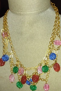 Collar Festón Estilo Babero Drapeado Vidrio Moldeado Colorido Art Nouveau - Imagen 1 de 6