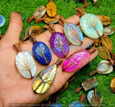 Sale Black Onyx & Mix Gemstone pendants Handmade Copper Wire Wrap Wholesale Lot - Image 1 of 4