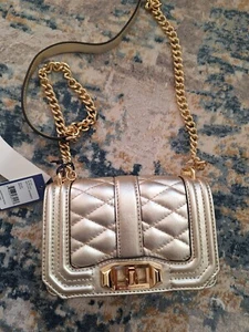 New Rebecca Minkoff Quilted Mini Love' Bag Pewter Crossbody Clutch NWT - Picture 1 of 8